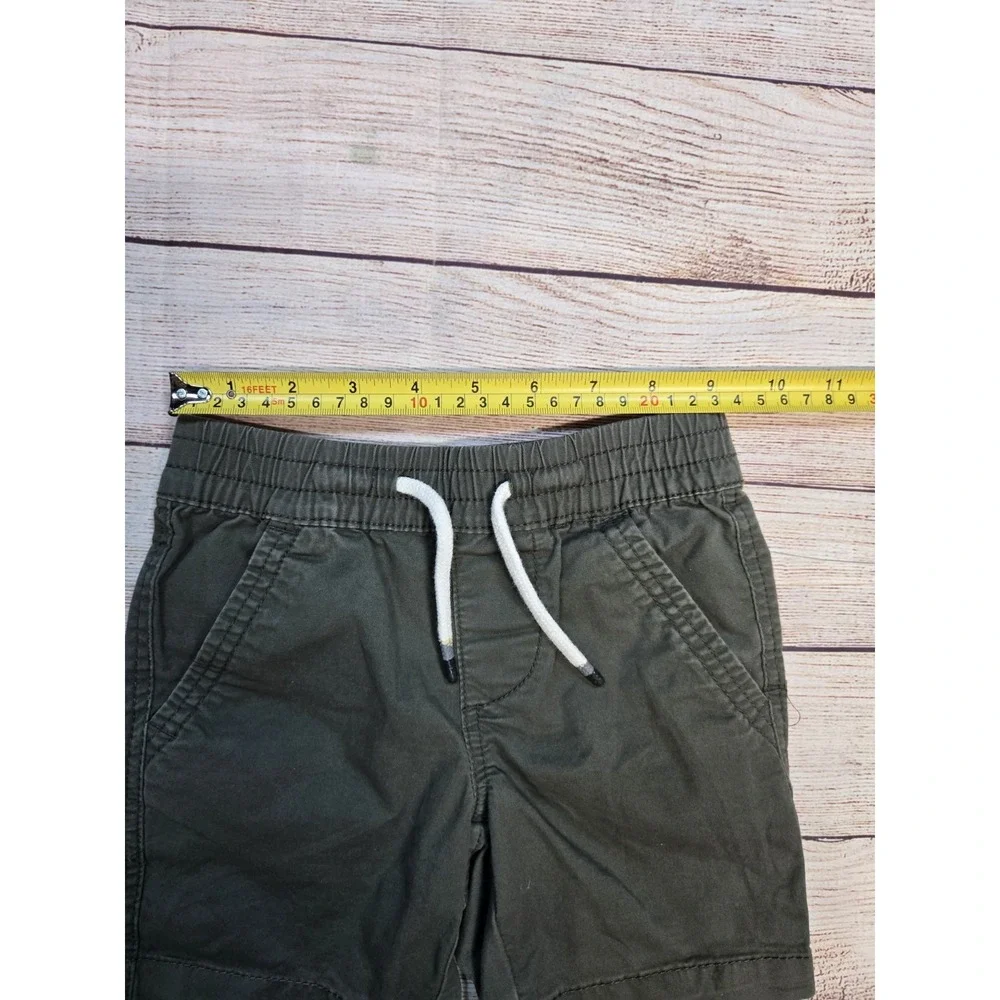 2 Pairs Members Mark Boys Woven Tie Shorts Olive and Blue Size 4/5 pull on